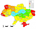 Fig. 1. Winter wheat yield forecasts for Ukraine for 2013 as of 08 May 2013.