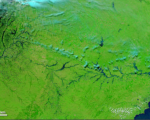 Moderate Resolution Imaging Spectroradiometer (MODIS) on NASA’s Terra satellite captured false-color images of the State of Rio Grande Du Sul  in 2007 Image: NASA