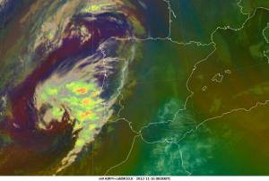 Slow-moving low off Portugal captured by Meteosat-9.