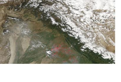 Fires in northwestern India in 2005 seen from Space.