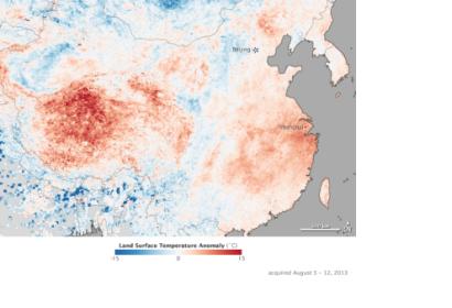 satellite data shows heat wave in China