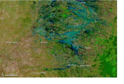 NASA's Terra satellite image of flooded communities in Australia