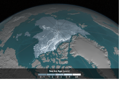 Arctic sea ice by 2016. Image: Courtesy of NASA