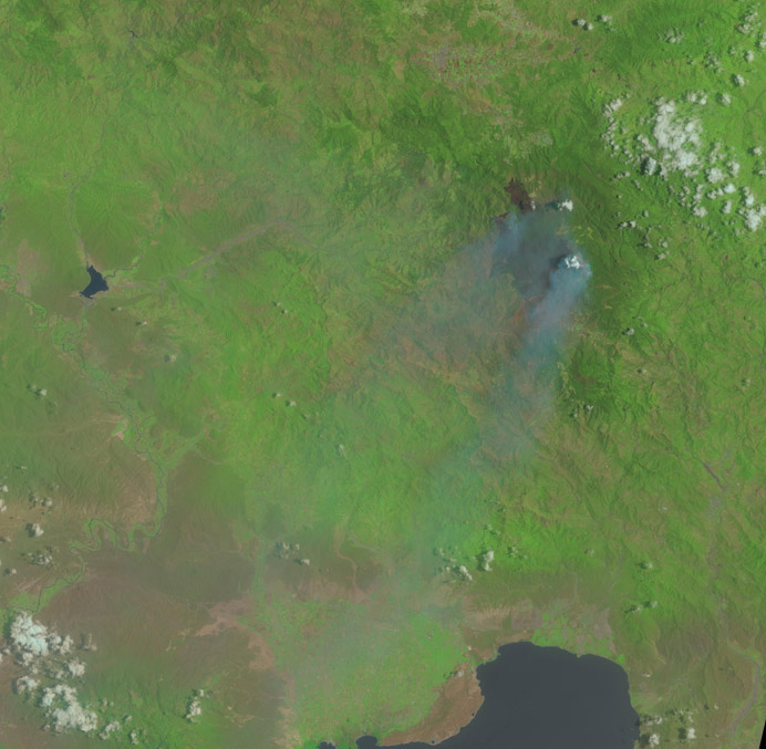 Landsat 8 image of 28 July 2014 showing the active forest fires