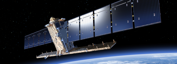 One of the Sentinel 1 satellites in orbit