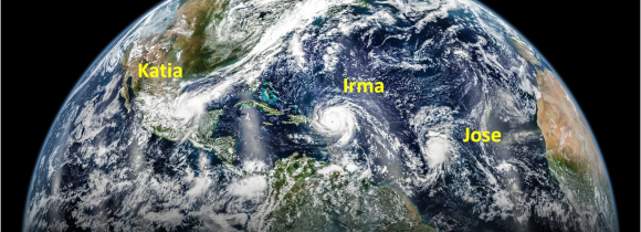 Hurricanes Katia, Irma and Jose in the western Atlantic in September 2017