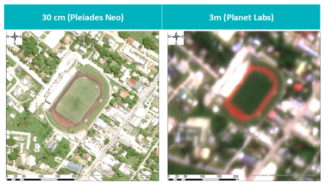 Comparison of Satellite Imagery for Stadium in Tonga