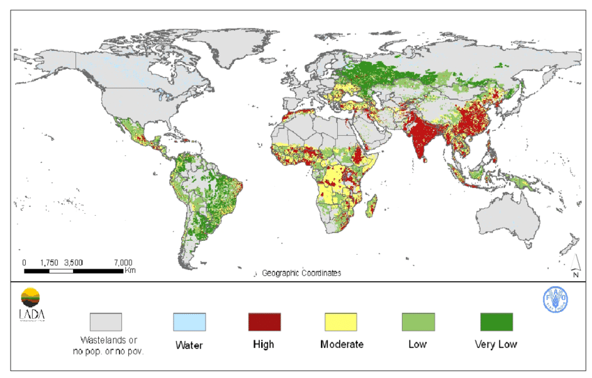 Land Degradation Impact Index (GLADIS). Image: Nachtergaele et al. 2010