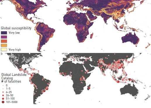 Global landslide susceptibility map computed