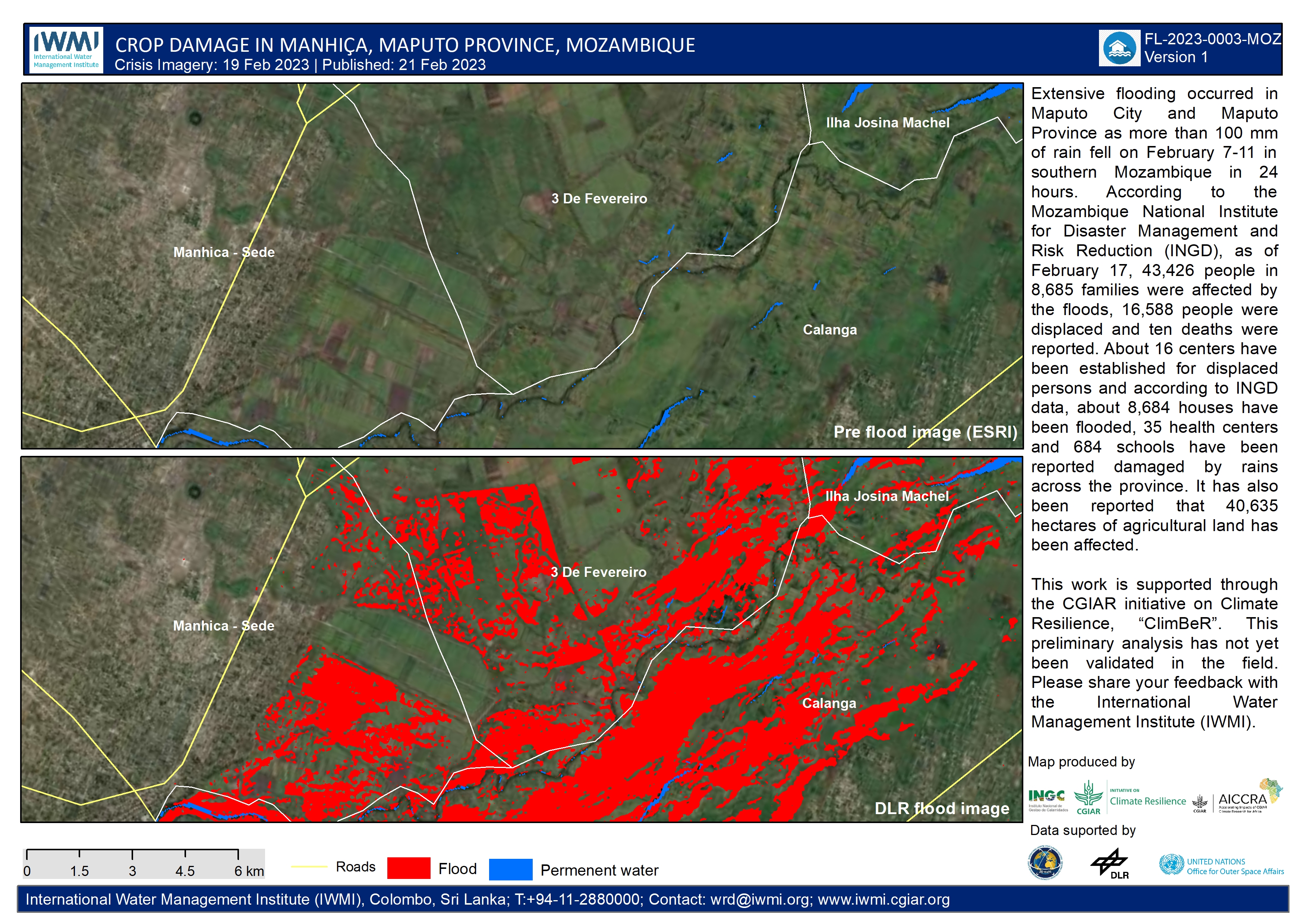 Flood in Mozambique. (Image courtesy of the International Charter Space and Major Disasters).