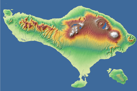 WorldDEMTM digital elevation model of the island of Bali in Indonesia