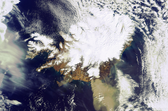 Eyjafjallajokull volcano in south-east Iceland