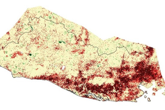 Map of the Standard Vegetation Index in El Salvador
