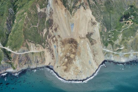 Air photo of the Mud Creek landslide