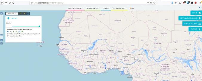 Screenshot of Global Flood Awareness System (GLoFAS)