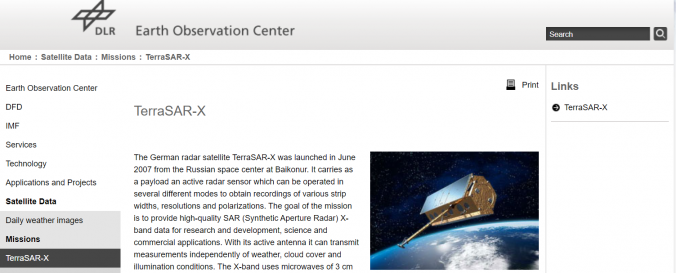 Screenshot of TerraSAR-X (DLR)