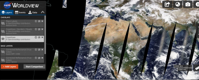 Screenshot of EOSDIS Worldview - NASA