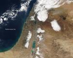 Satellite image shows the snow storm over the Gaza strip that caused floodings