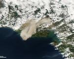 Ash from Chaparrastique volcano eruption carried downwind on 29 December 2013