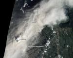 natural-color image of an ash plume from Sinabung on January 16, 2014