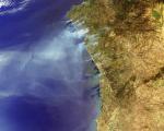 Envisat image of fires in Spain and Portugal in August 2006. 