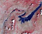 False Color image of the largest river in Tajikistan