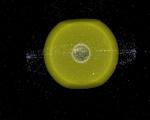 Artist's rendering of navigation satellites orbiting Earth.