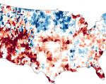 Map of the groundwater deficit based on GRACE data