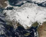 Satellite image of snow in Turkey (NASA/MODIS)