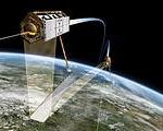 Illustration of TerraSAR-X orbiting Earth along with TanDEM-X