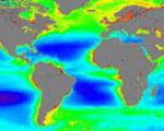 Global ocean color observations with satellite (Image: NASA)