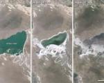 Xinkai Lake on the Mongolian Plateau in 2001,2004 and 2006 (Image: NASA)