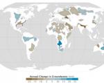 Annual change in groundwater storage from 2003 to 2013 in the 37 largest aquifer systems in the world (Image: NASA)