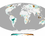 Difference from average emissions for 2014 in grams of carbon per square meter per year (Image: NASA)