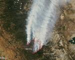Satellite picture of the wild fire and Yosemite National Park.