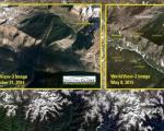Remote sensing imagery, like here showing the earthquake and landslides in Nepal 2015, provide important information (Image: USGS).