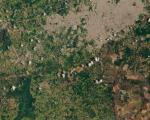 Image of the tailings dam flood on 30 January acquired by Operational Land Imager (OLI) on Landsat 8. Image: NASA. 