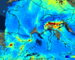 One of the first images from the Copernicus Sentinel-5P mission shows nitrogen dioxide over Europe. Image: ESA.