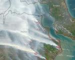 Recently, fire hot spots decreased in consequence of heavy rainfalls (Image: NASA).
