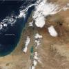 Satellite image shows the snow storm over the Gaza strip that caused floodings
