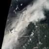 natural-color image of an ash plume from Sinabung on January 16, 2014