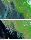 Satellite image of coastal flooding