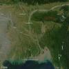 satellite picture of Bangladesh, shows the sediment structure of the region
