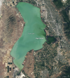 Utah Lake, captured by NASA/USGS's Landsat 8, June 20, 2017. The darker green area shows the highest concentration of algal blooms. Image: NASA.