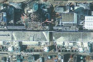 GeoEye satellite image showing the Fukushima Daiichi Nuclear Power Plant