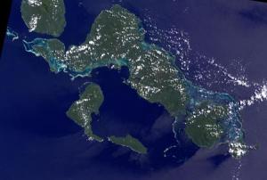 Landsat-7 satellite image of Solomon Islands.