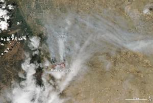 Aqua image of the fires in Colorado, USA collected at 1:40 p.m. MDT