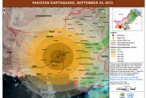 Epicenter of the 7.7 Richter scale earthquake that struck Pakistan in September