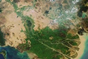 Envisat image of the Mekong Delta in Vietnam.
