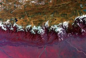 Himalayan Mountains seen from Space by ESA's Envisat.